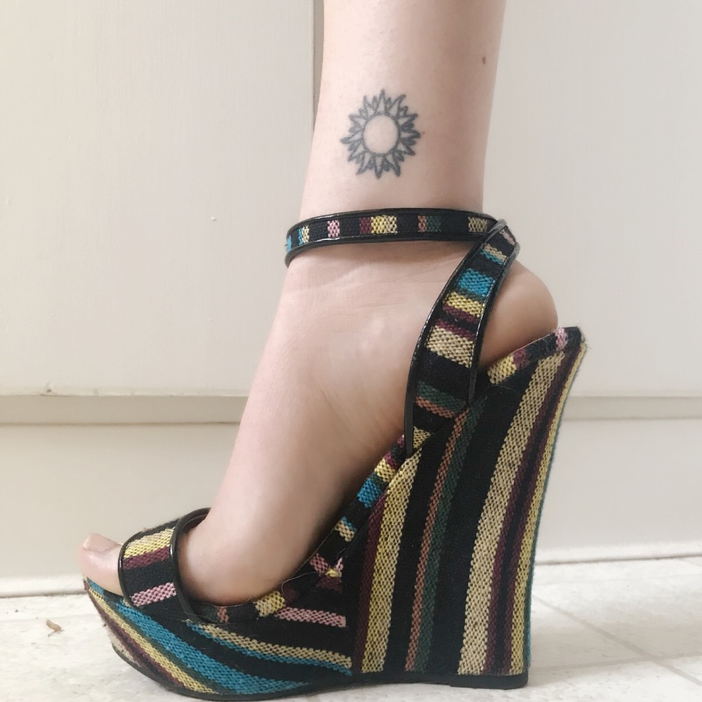 Cute boho stripped wedges✨